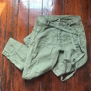 Free People cropped linen cargo pants